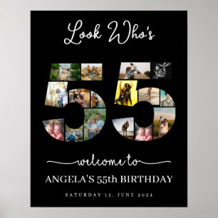 happy 55th birthday look who's 55 Photo Collage Poster