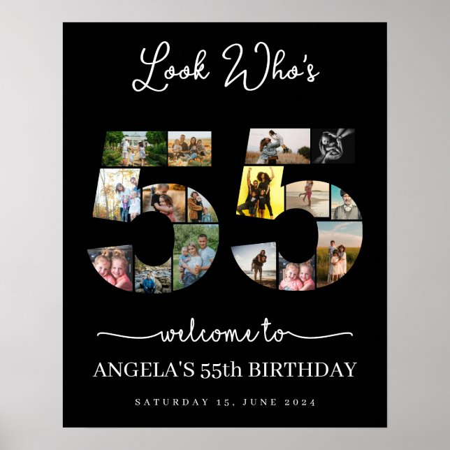 happy 55th birthday look who's 55 Photo Collage Poster (Front)