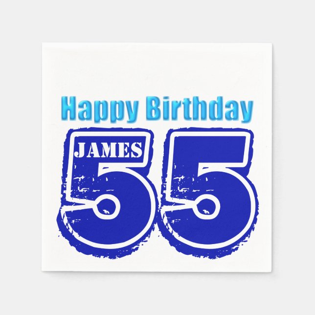 Happy 55th Birthday Personalized Paper Napkin (Front)