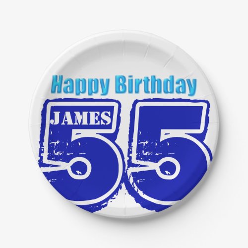Happy 55th Birthday Personalized Paper Plate