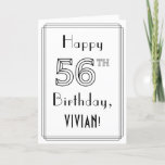 [ Thumbnail: Happy 56th Birthday, Art Deco Style W/ Custom Name Card ]