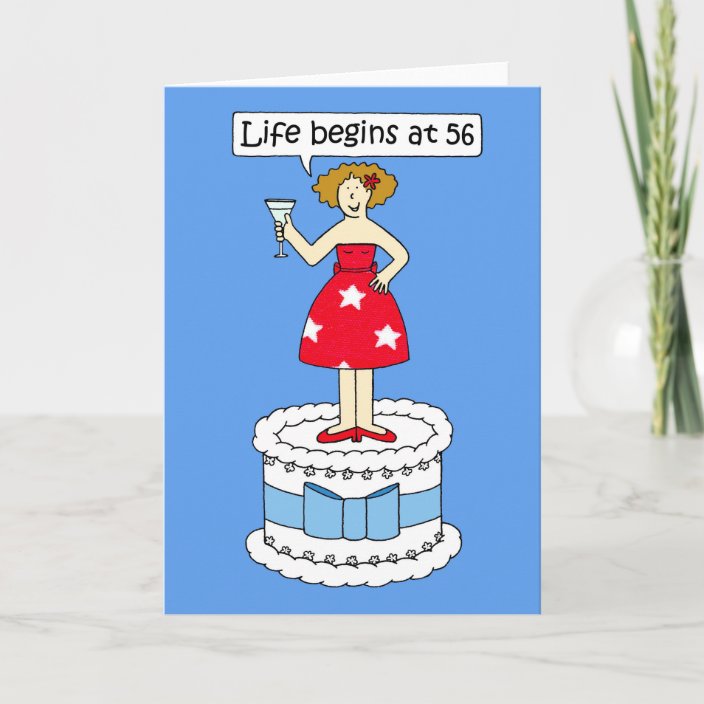 Happy 56th Birthday For Her Cartoon Humor Card Zazzle Com