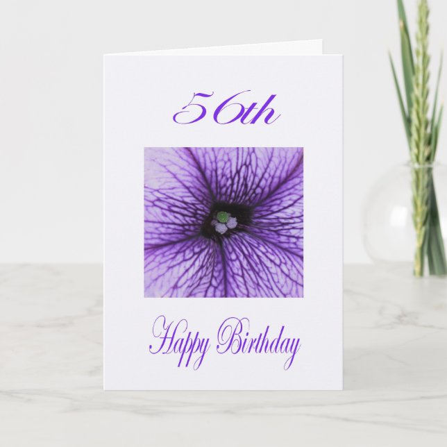 Happy 56th Birthday purple Blossom Card (Front)