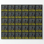 [ Thumbnail: Happy 57th Birthday, Fun Colorful Stars Pattern 57 Wrapping Paper ]