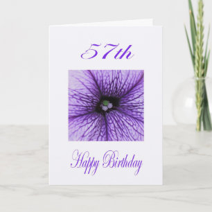 Happy 57th Birthday purple Blossom Card
