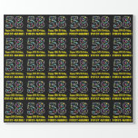 [ Thumbnail: Happy 58th Birthday, Fun Colorful Stars Pattern 58 Wrapping Paper ]