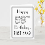 [ Thumbnail: Happy 59th Birthday, Art Deco Style W/ Custom Name Card ]