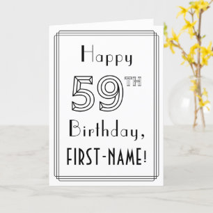Happy 59th Birthday, Art Deco Style w/ Custom Name Card