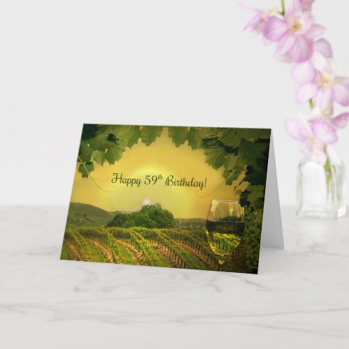 Happy 59th Birthday Wine and Vineyard Funny Card