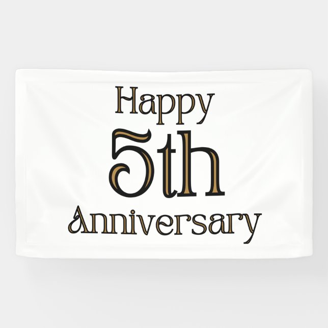 Happy 5th Anniversary 2.5x4 Vinyl Banner (Horizontal)