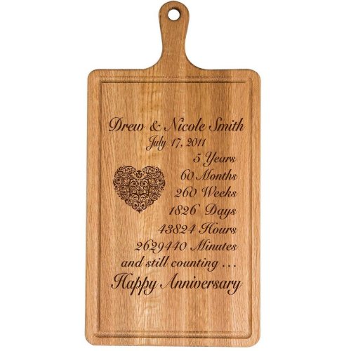Happy 5th Anniversary Cherry Wooden Cutting Board