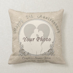 Happy 5th Anniversary Gift Ideas Your Photo, Text Throw Pillow