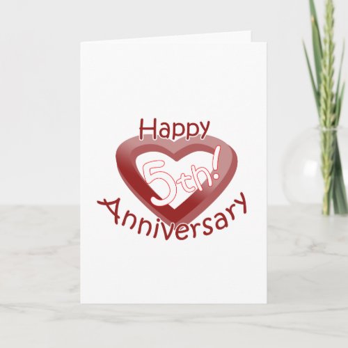 Happy 5th Anniversary Heart design Card