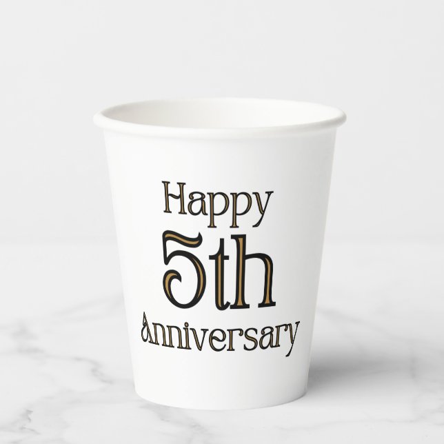 Happy 5th Anniversary Paper Cups (Front)