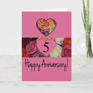Happy 5th Anniversary roses Card