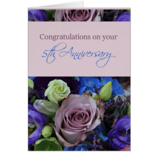 Happy 5th Anniversary roses Card