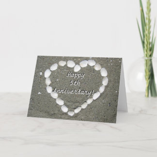 Happy 5th Anniversary Seashell heart greeting card