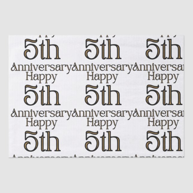 Happy 5th Anniversary Tissue Paper (Front)