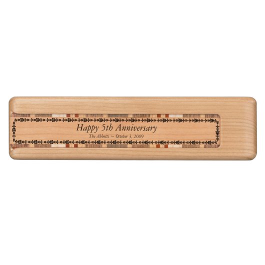 Happy 5th Anniversary Wood Cribbage Board (Side)
