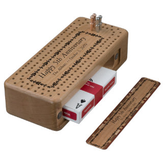 Happy 5th Anniversary Wood Cribbage Board