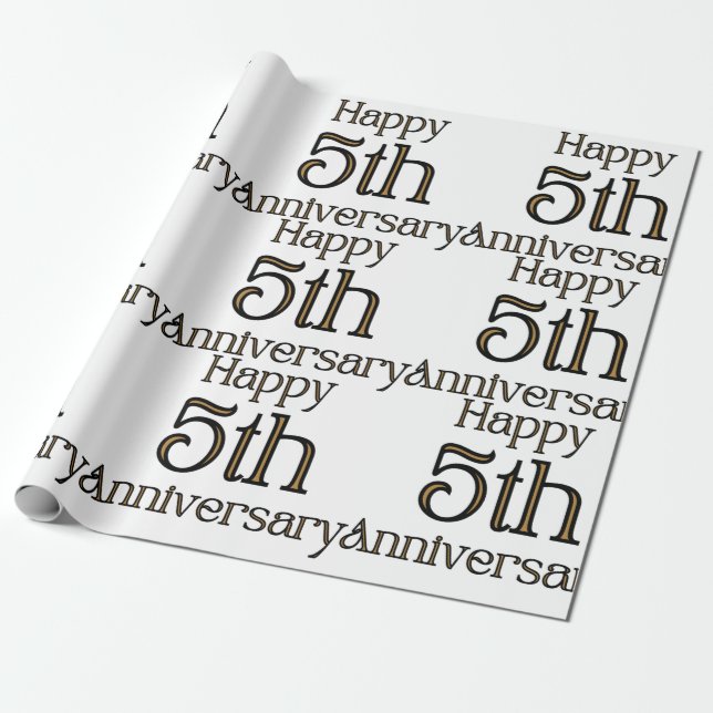 Happy 5th Anniversary Wrapping Paper (Unrolled)