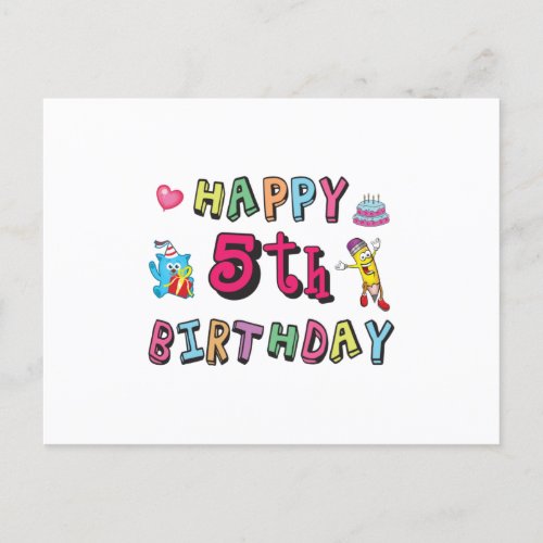 Happy 5th Birthday 5 year old b_day wishes Postcard