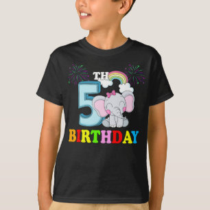 Happy 5th Birthday Boy Baby Elephant Kid - five  T-Shirt