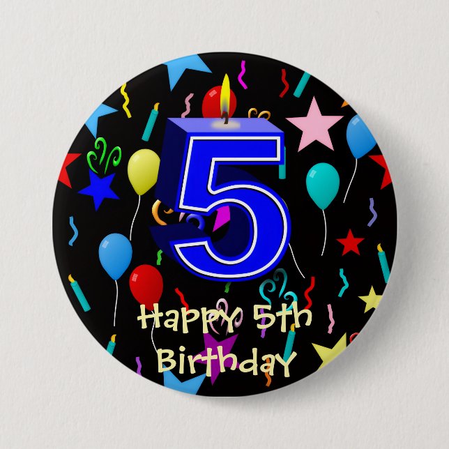 Happy 5th Birthday  Button (Front)