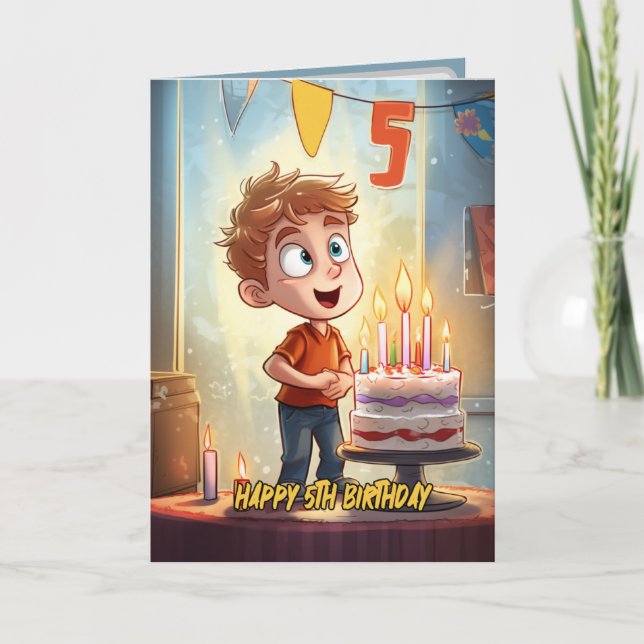 Happy 5th Birthday Card for Boys (Front)