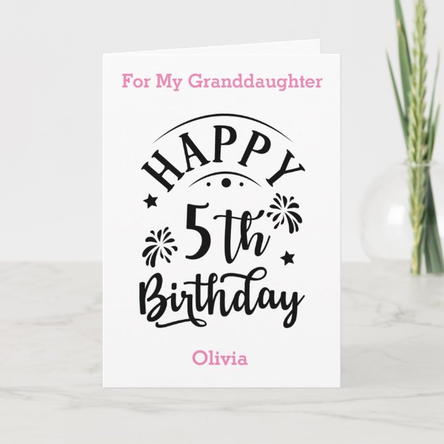 Happy 5th Birthday For My Granddaughter Card (Front)