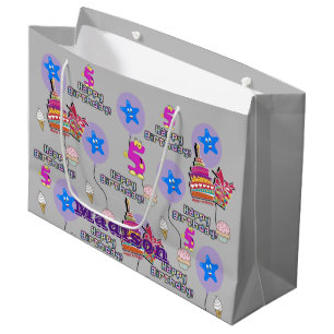 Happy 5th Birthday Gift Bag #5 Gray