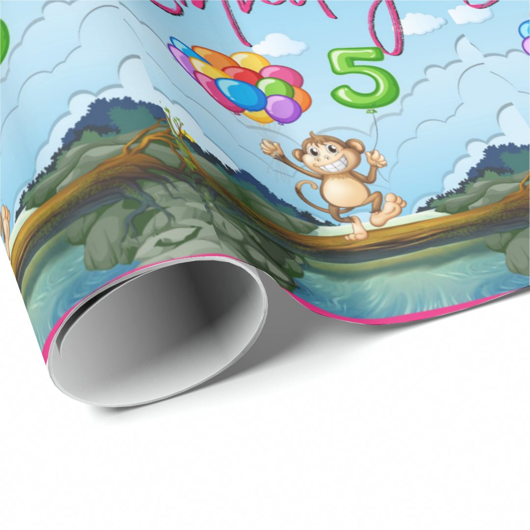 Happy 5th Birthday Monkey Wrapping Paper Zazzle