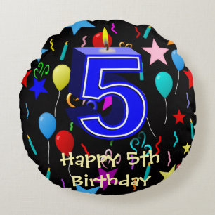 Happy 5th Birthday Round Pillow