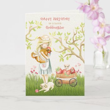 Happy 5th Birthday To Goddaughter Girl And Animals Card by SueshineStudio at Zazzle