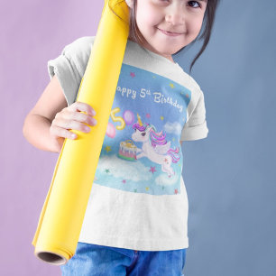 Happy 5th Birthday Unicorn with Birthday Cake T-Shirt