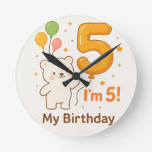 Happy 5th Birthday Wall Clock – Colorful Balloon D