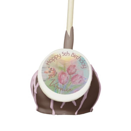 Happy 5th Girl Birthday Cake Pop (Front)