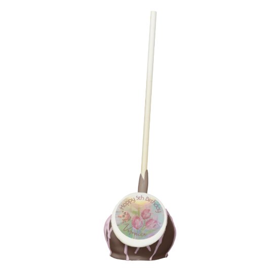 Happy 5th Girl Birthday Cake Pop (Front)