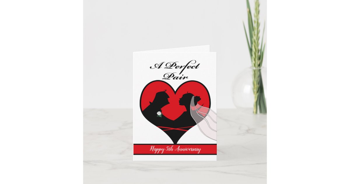 Happy 5th Wedding Anniversary Couple Silhouette Card Zazzle Com