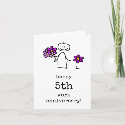 Happy 5th Work Anniversary Card Coworker Boss Card