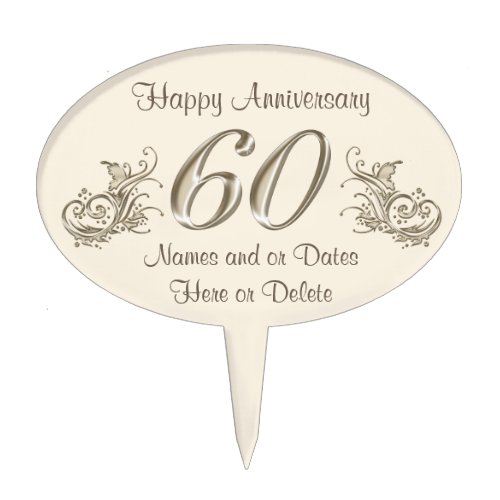 Happy 60th Anniversary Cake Topper with YOUR TEXT