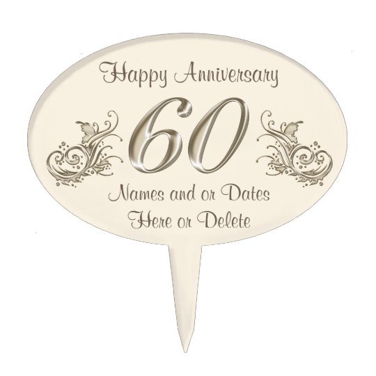 Happy 60th Anniversary Cake Topper with YOUR TEXT | Zazzle.com