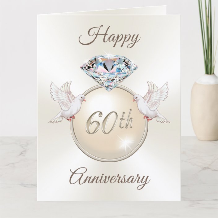 Happy 60th Anniversary Card Diamond 2 Love Birds Zazzle Com