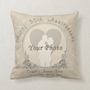 Happy 60th Anniversary Gifts PHOTO, NAMES, DATE Throw Pillow