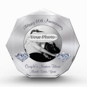 Happy 60th Anniversary Gifts with Your PHOTO, TEXT