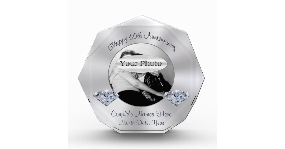 Customizable Happy 60th Anniversary Present Acrylic Award, Zazzle