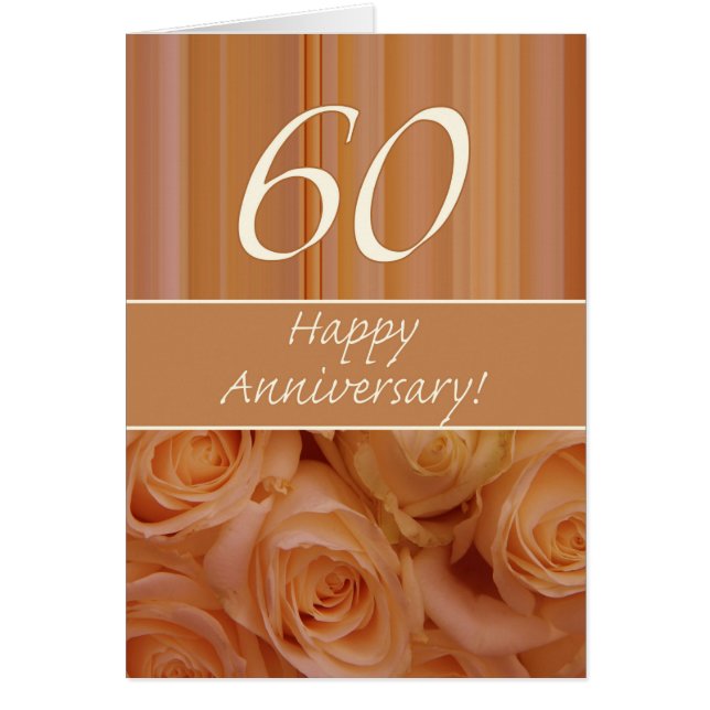 Happy 60th Anniversary roses Cards (Front)
