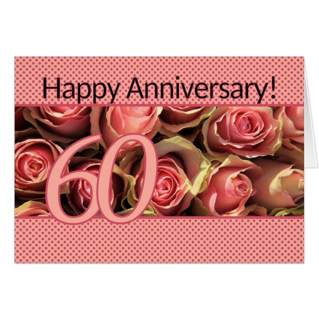 Happy 60th Anniversary roses Cards (Front Horizontal)