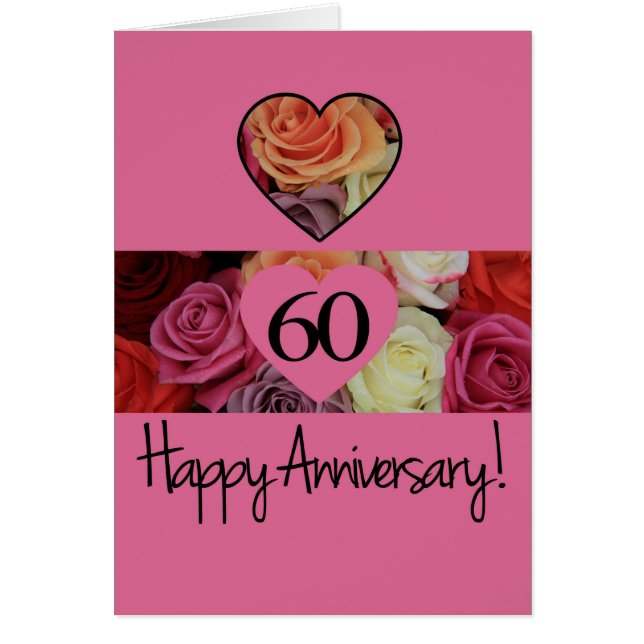 Happy 60th Anniversary roses Cards (Front)