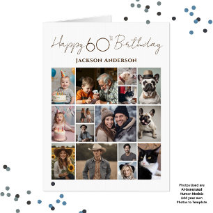 Happy 60th Birthday 15 Multiple Photo  Card
